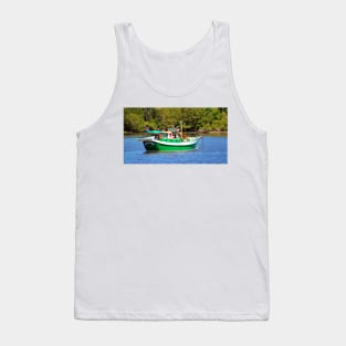 White And Green Boat Tank Top